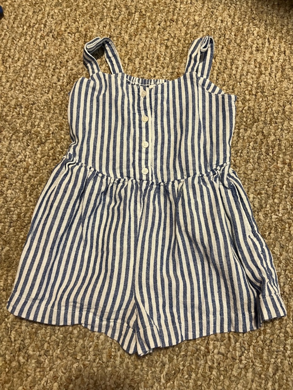 Old Navy Blue & White Striped Girls' Romper